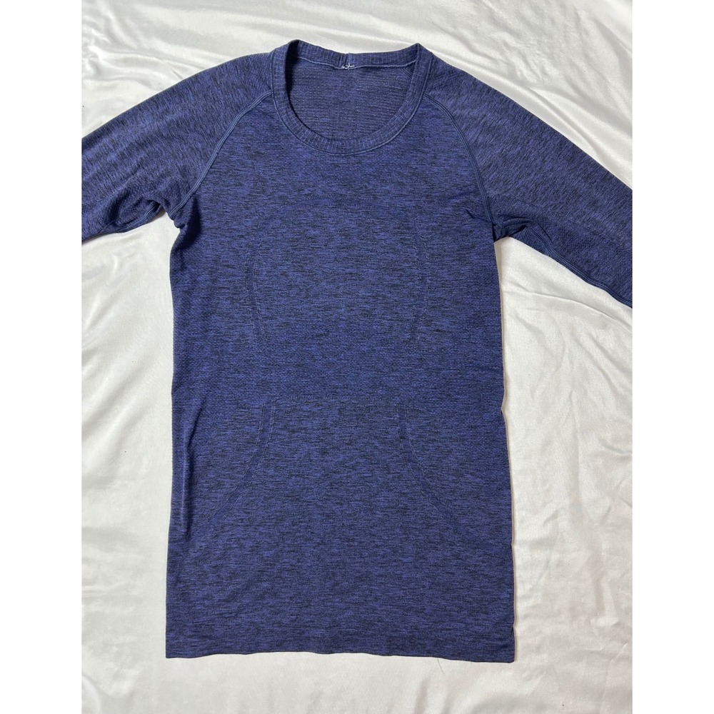 Lululemon Swiftly Tech Long Sleeve 2.0 Shirt Blue Heathered Space Dye Size 6 - Picture 4 of 16